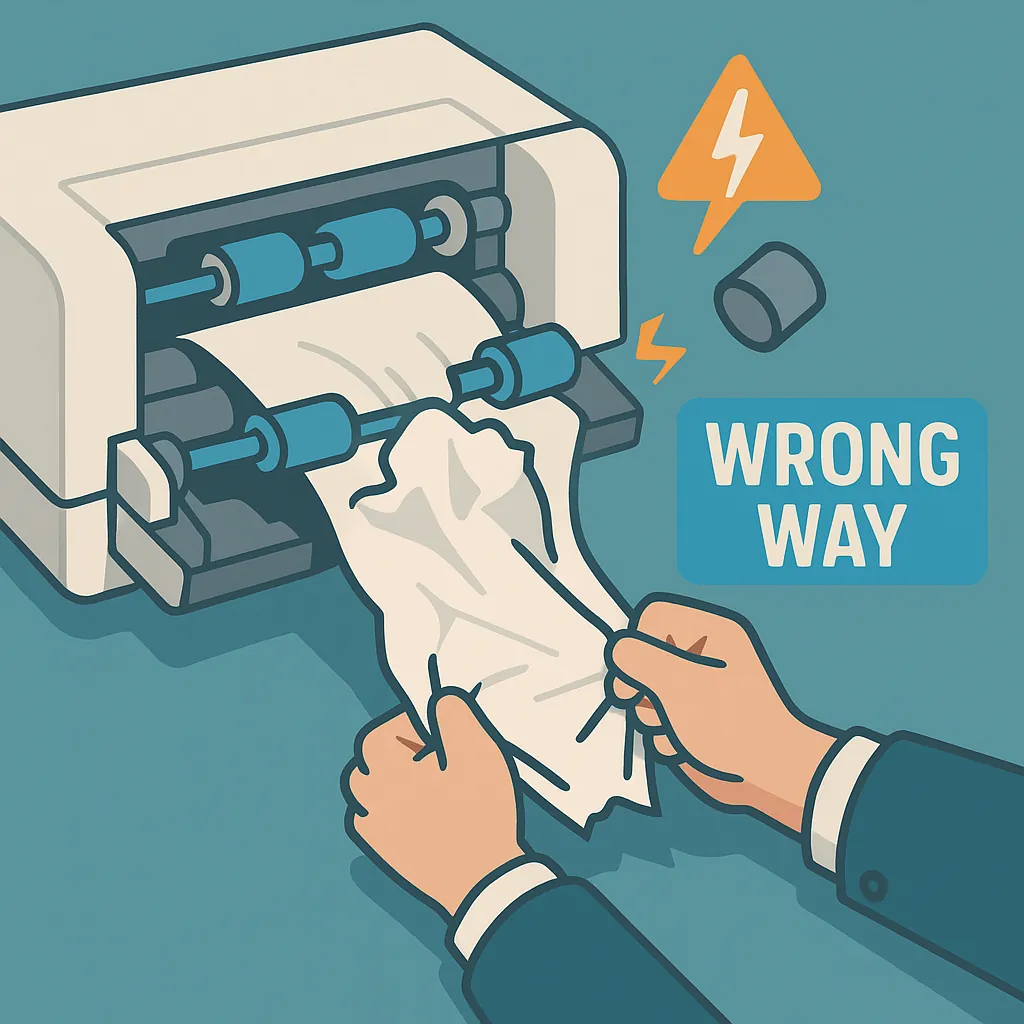 Clearing a Paper Jam Wrong Way Can Damage Your Printer